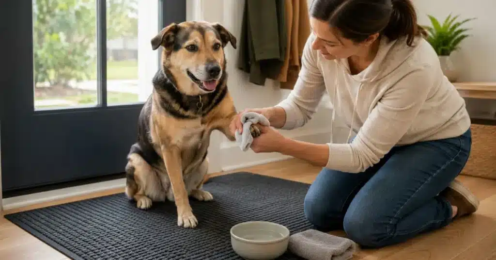 how to clean dog paws after a walk